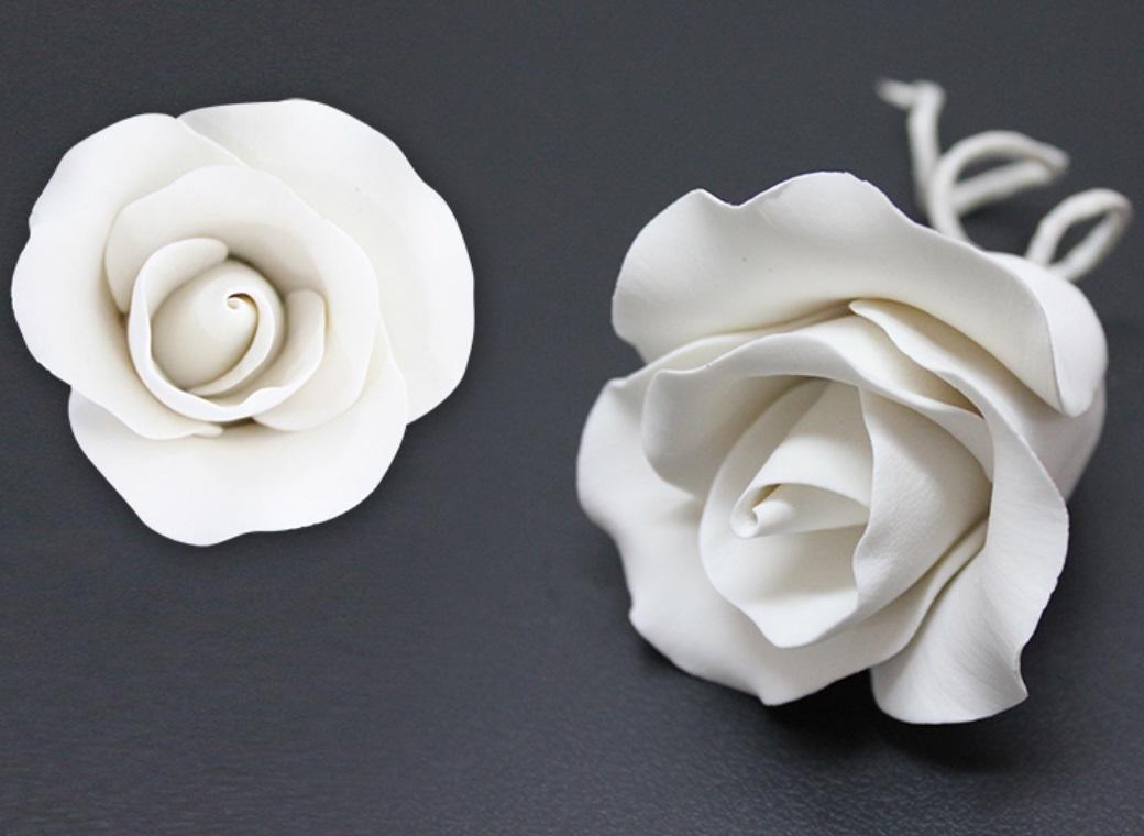 Single Gumpaste Rose Medium - White