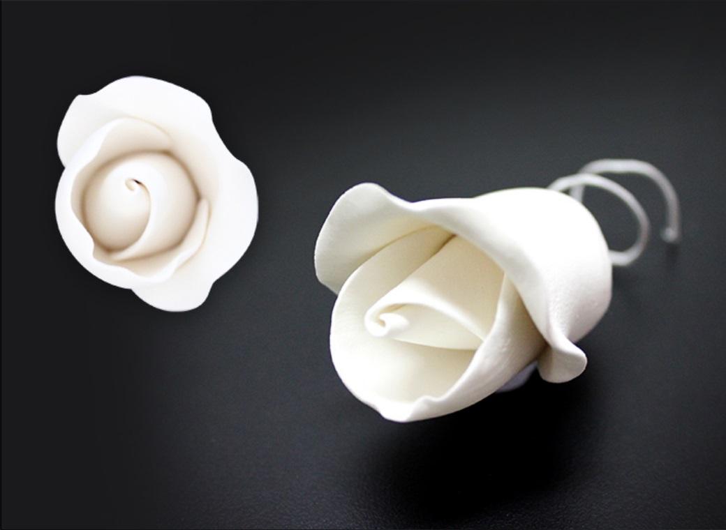 Single Gumpaste Rose Small - White