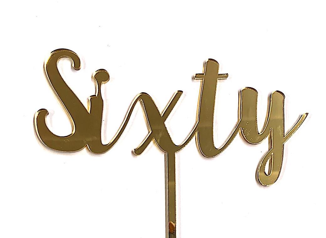 Sixty Cake Topper - Gold