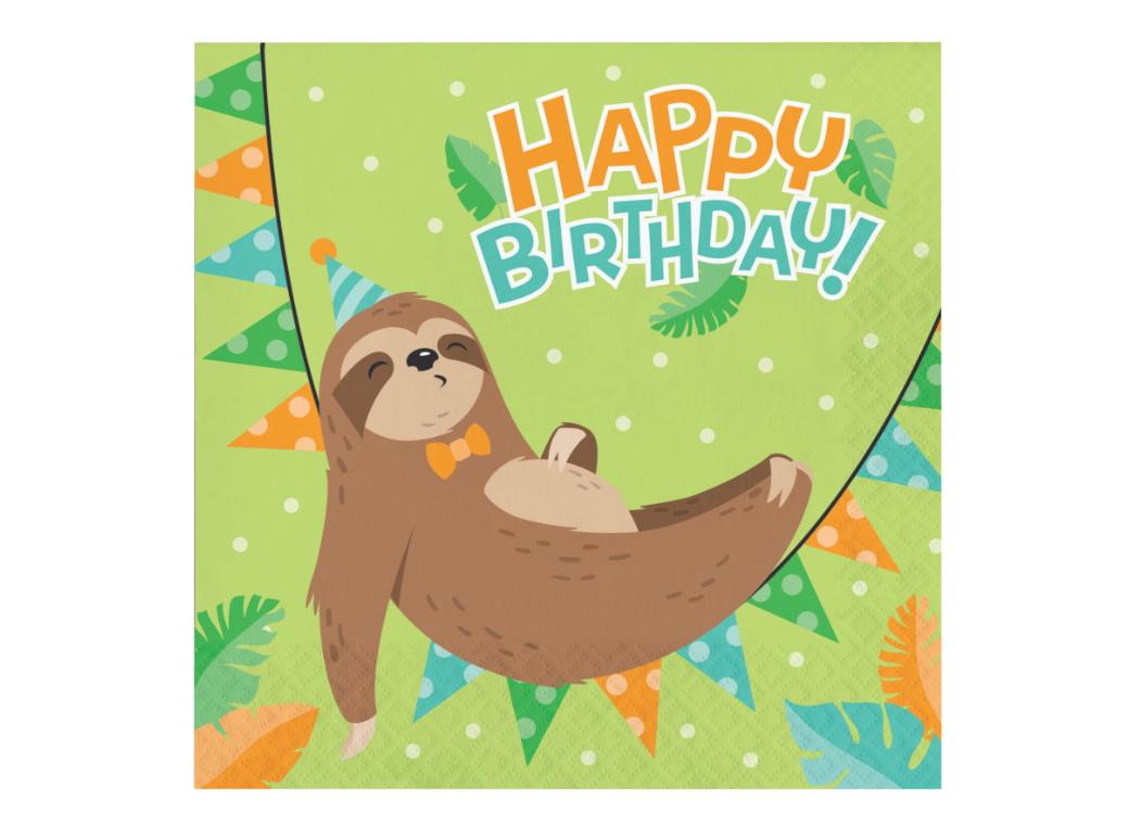 Sloth Party Birthday Lunch Napkins 16pk