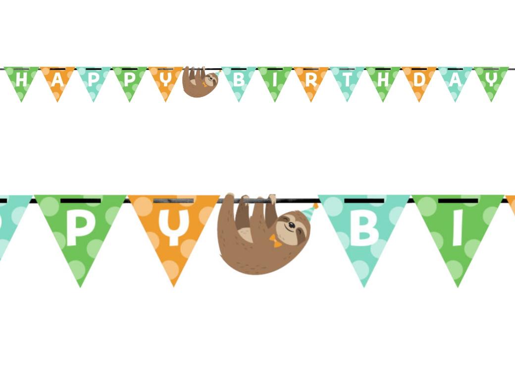 Sloth Party Happy Birthday Banner