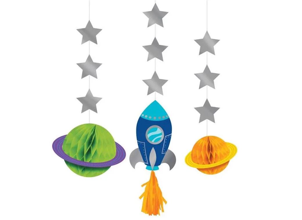 Space Party Hanging Decorations 3pk