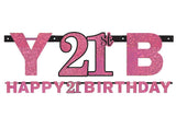 Sparkling Pink 21st Birthday Banner