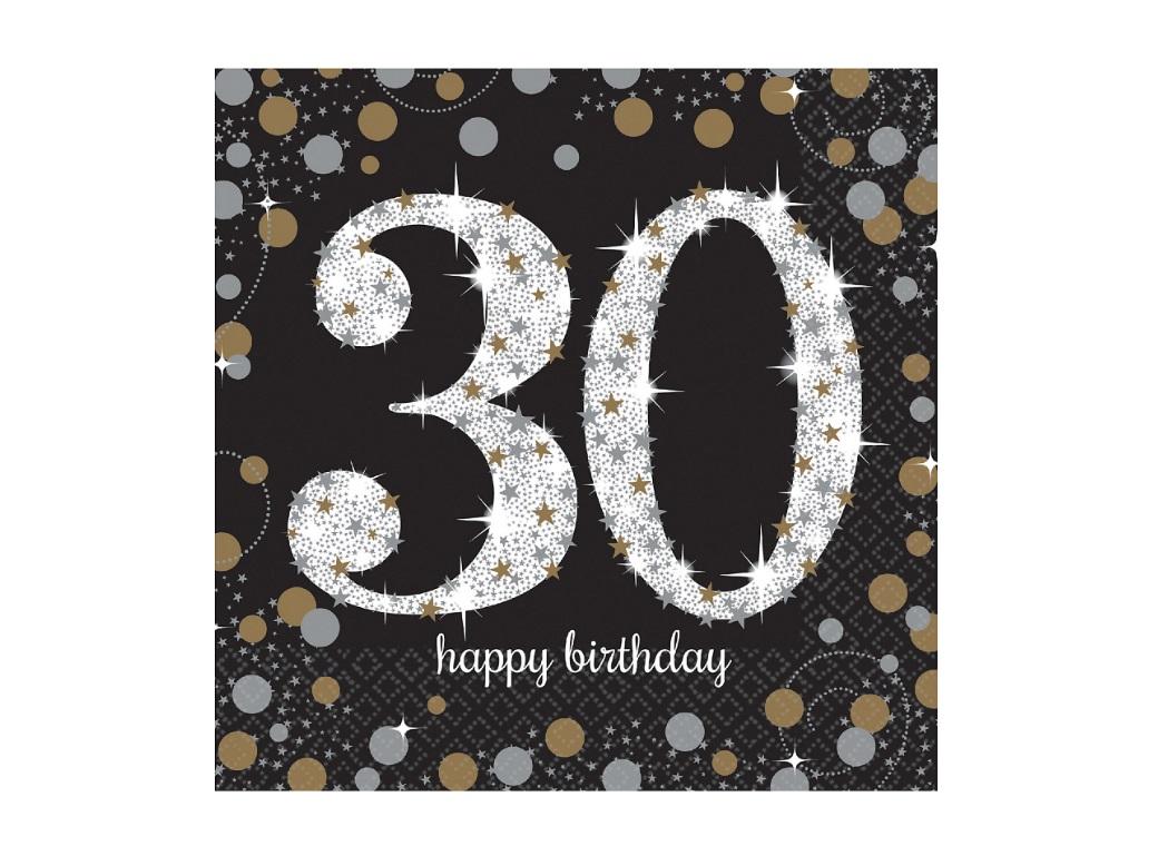 Sparkling 30th Birthday Lunch Napkins 16pk