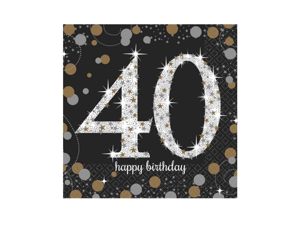 Sparkling 40th Birthday Beverage Napkins 16pk