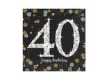 Sparkling 40th Birthday Beverage Napkins 16pk