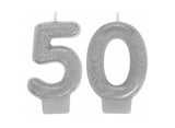 Silver Glitter 50th Candles