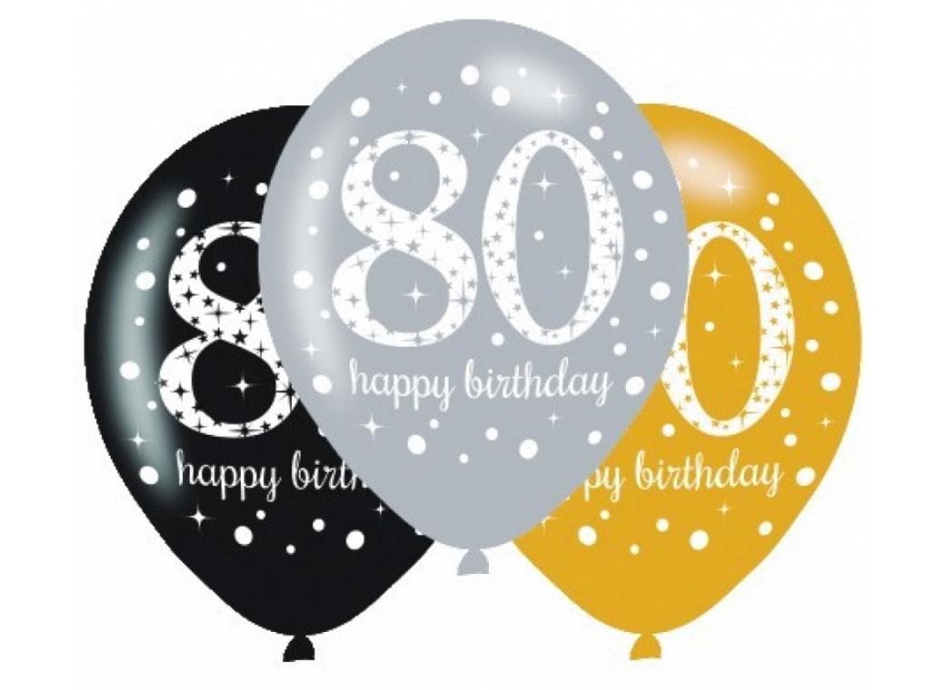 Sparkling 80th Birthday Balloons 6pk