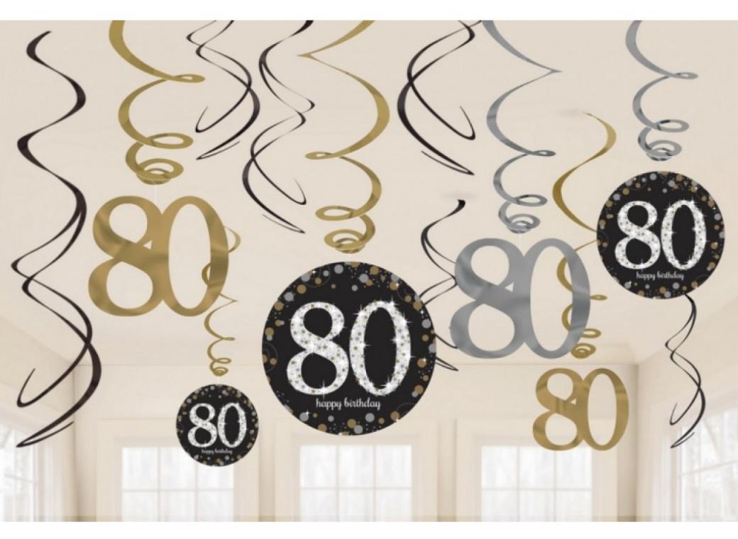 Sparkling 80th Birthday Hanging Swirls