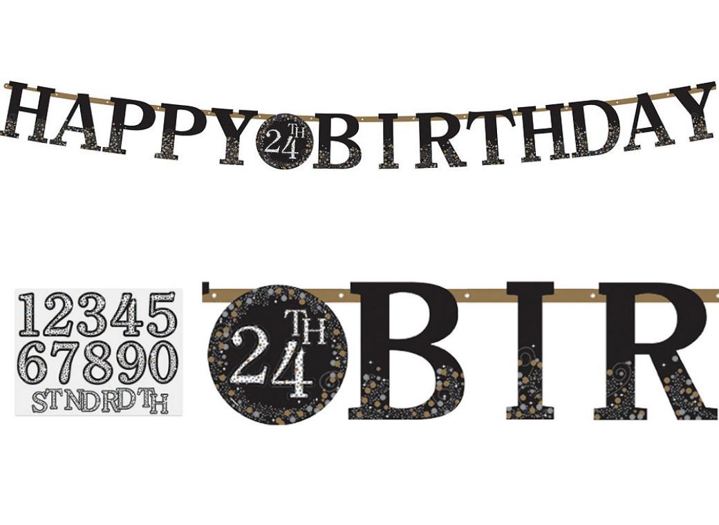 Sparkling Add Any Age Happy Birthday Banner