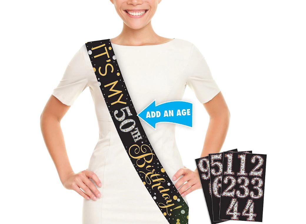 Sparkling Happy Birthday Add An Age Sash