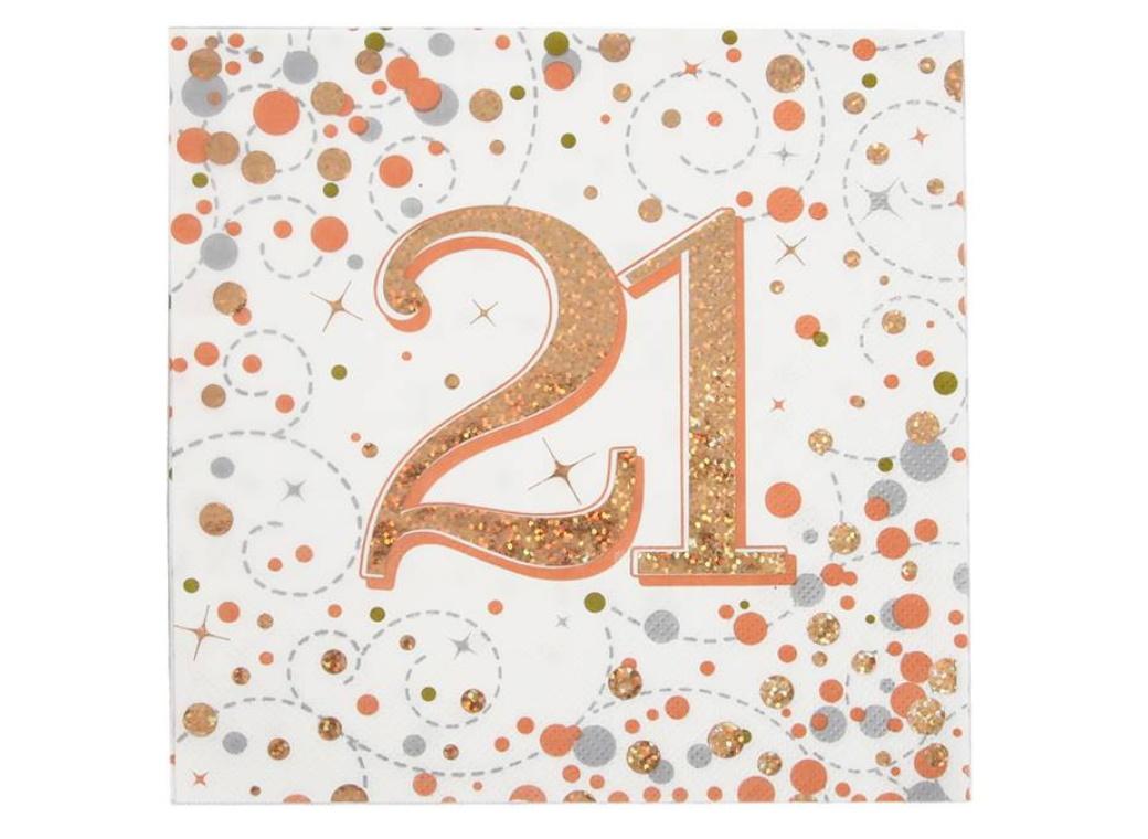 Sparkling Fizz 21st Napkins 16pk