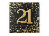 Sparkling Fizz Black & Gold 21st Napkins 16pk