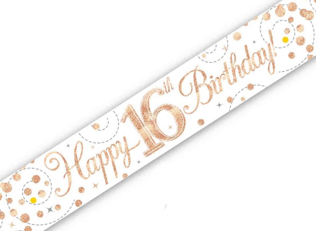 Sparkling Fizz Happy 16th Birthday Banner