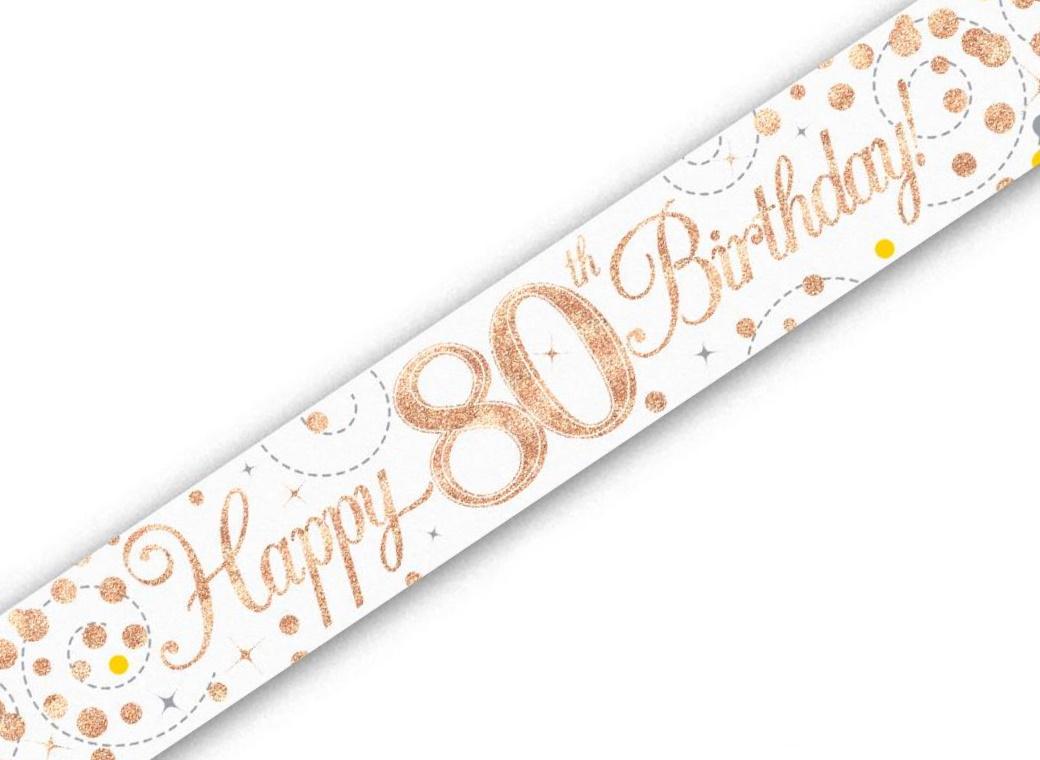 Sparkling Fizz Happy 80th Birthday Banner