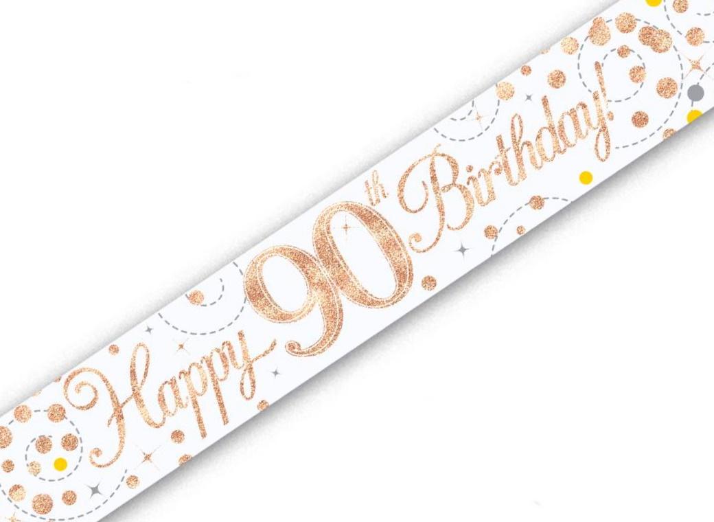 Sparkling Fizz Happy 90th Birthday Banner