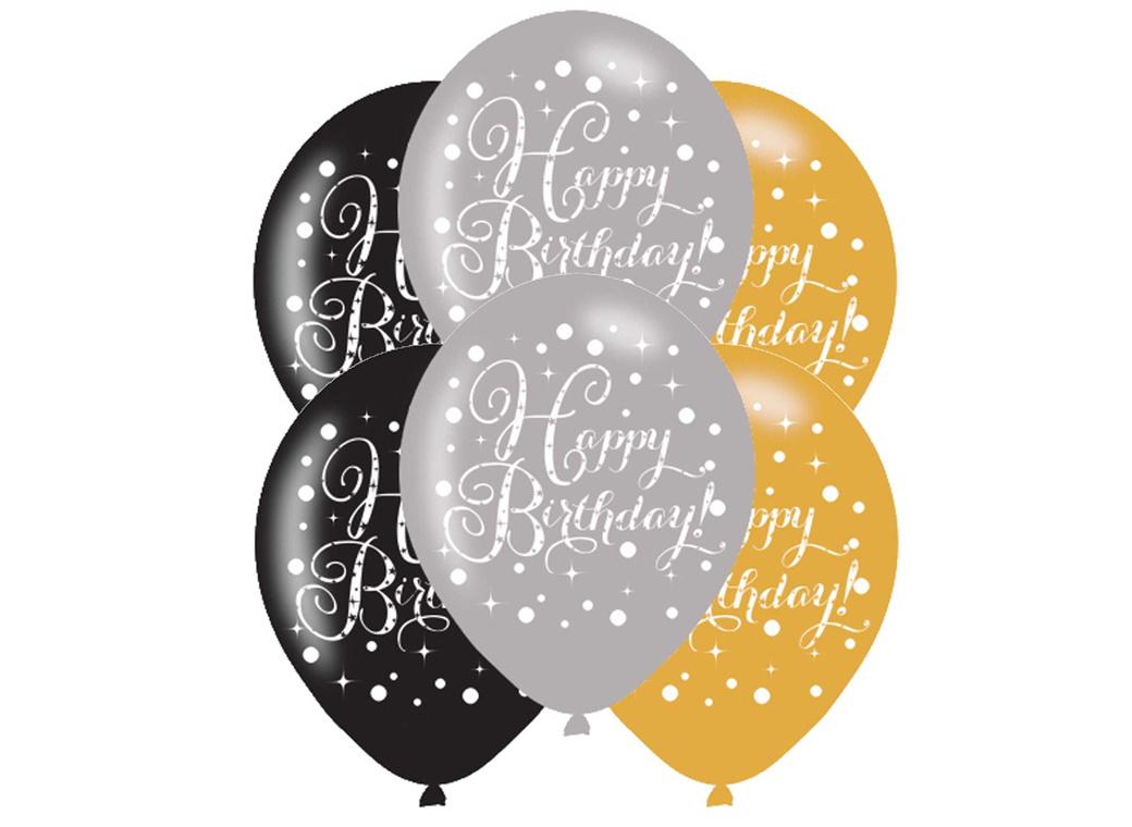 Sparkling Happy Birthday Balloons 6pk