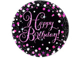 Sparkling Pink Happy Birthday Dinner Plates 8pk