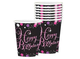 Sparkling Pink Happy Birthday Cups 8pk