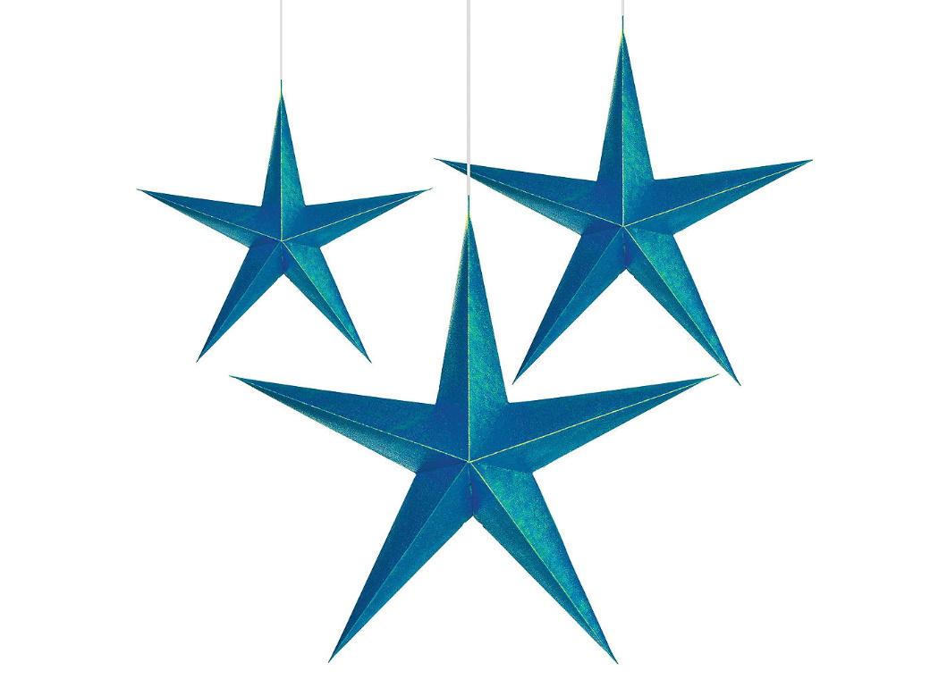 Sparkling Sapphire Hanging 3D Stars