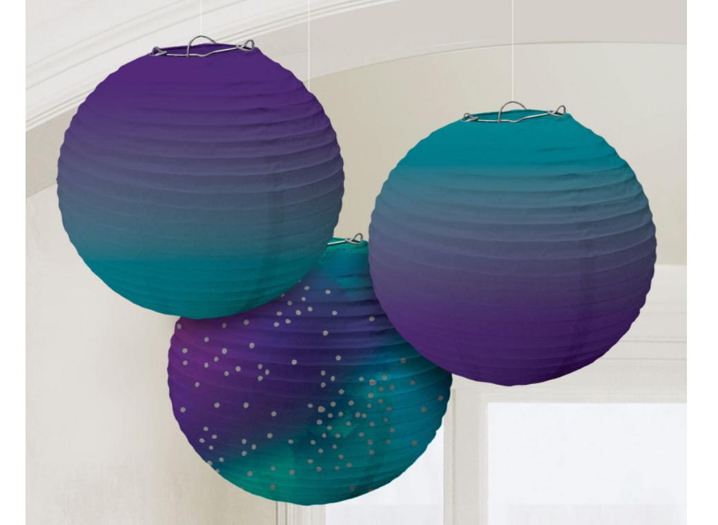 Sparkling Sapphire Paper Lanterns 3pk