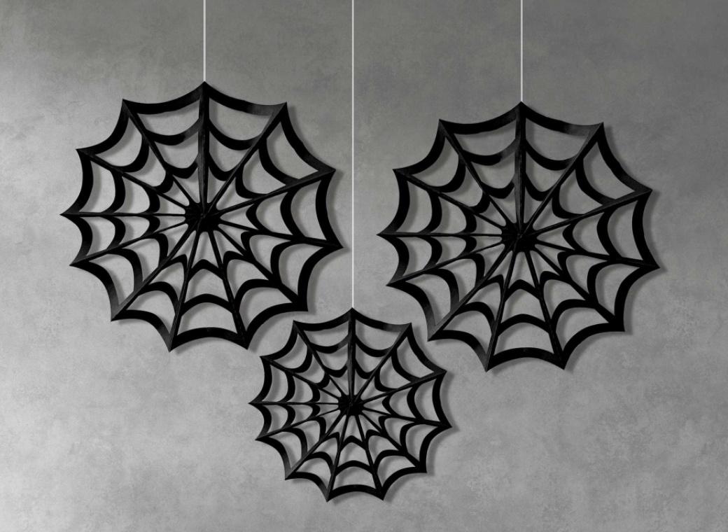 Spiderweb Paper Fan Decorations 3pk