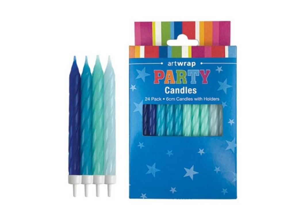 Spiral Candles 24pk - Pastel Blue