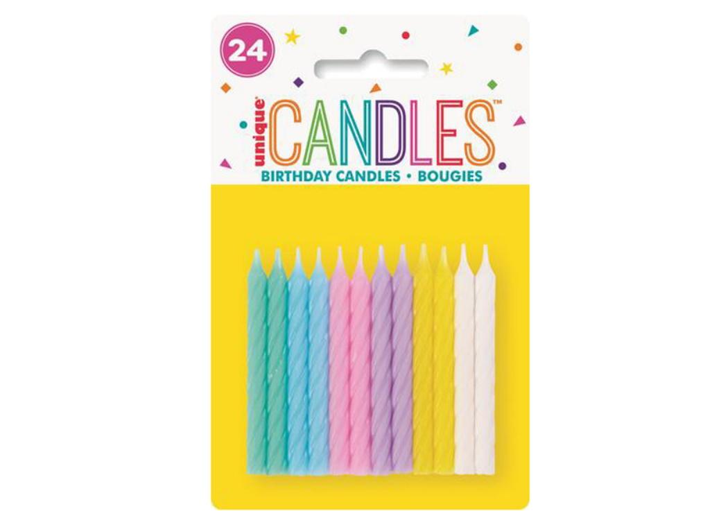 Spiral Candles 24pk - Pastels