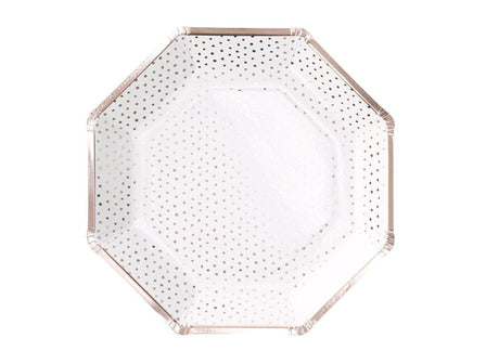 Spotty Print Rose Gold Plates 8pk