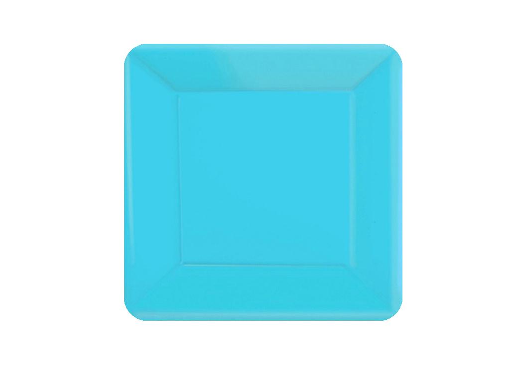 Square Lunch Plates 20pk - Caribbean Blue