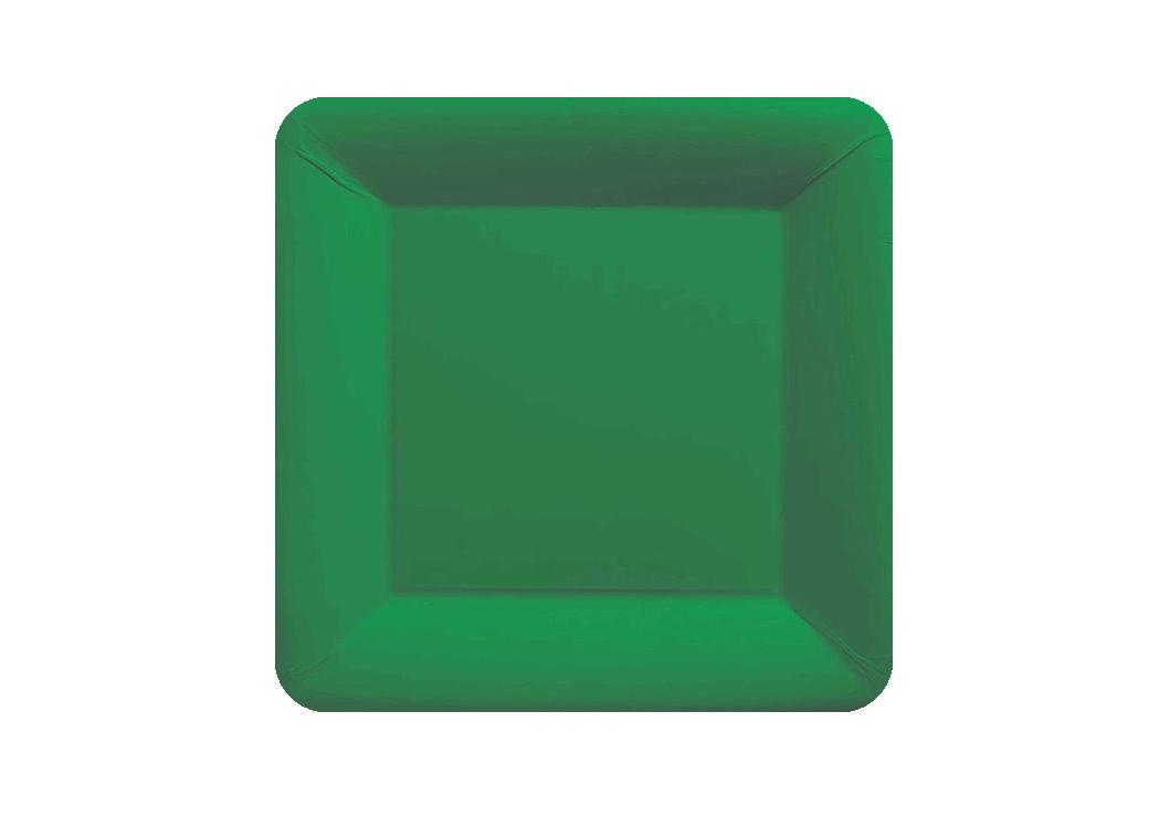 Square Lunch Plates 20pk - Festive Green