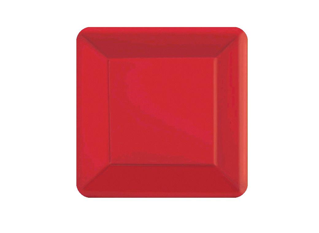 Square Lunch Plates 20pk - Red