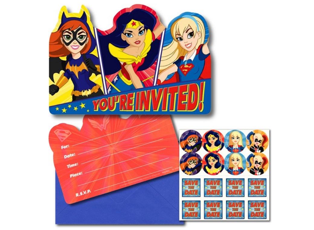 Super Hero Girls Invites 8pk