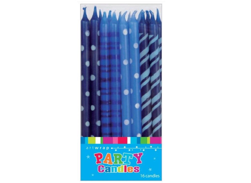 Tall Party Candles 16pk - Blues