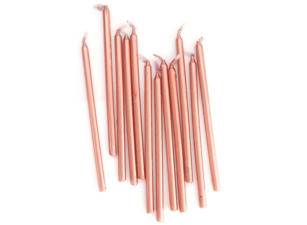 Rose Gold Tall Candles - 12pk