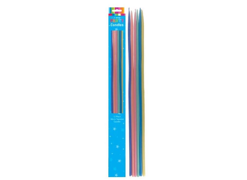 Tapered 38cm Tall Candles 12pk - Multi