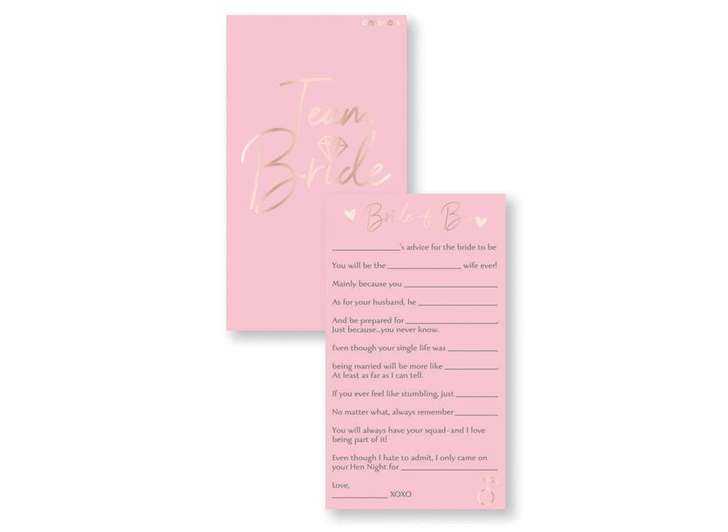 Team Bride Advice Cards