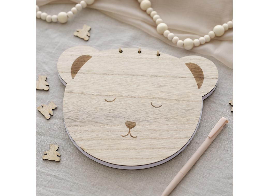 Teddy Bear Wooden Baby Shower Guest Book