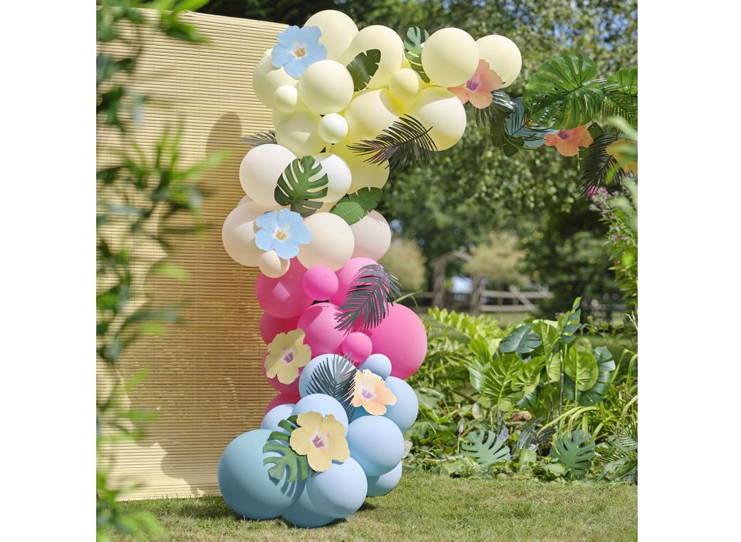 Tiki Tropics Balloon Arch with Flowers & Foliage