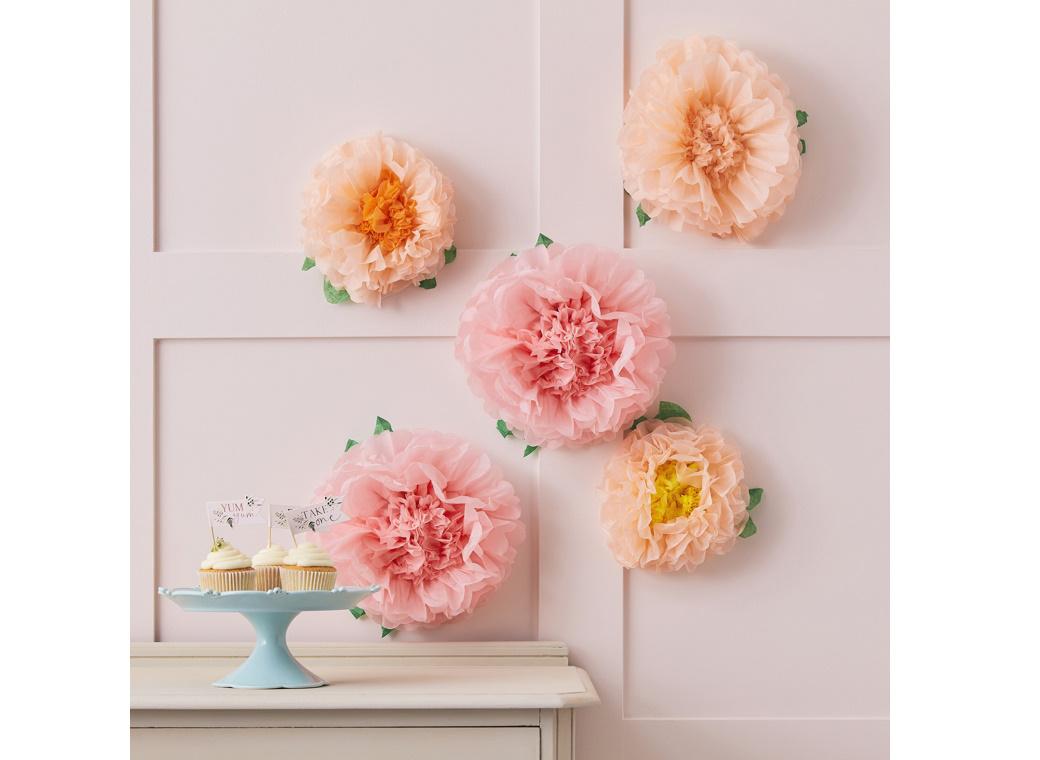 Tissue Pom Pom Flowers 5pk