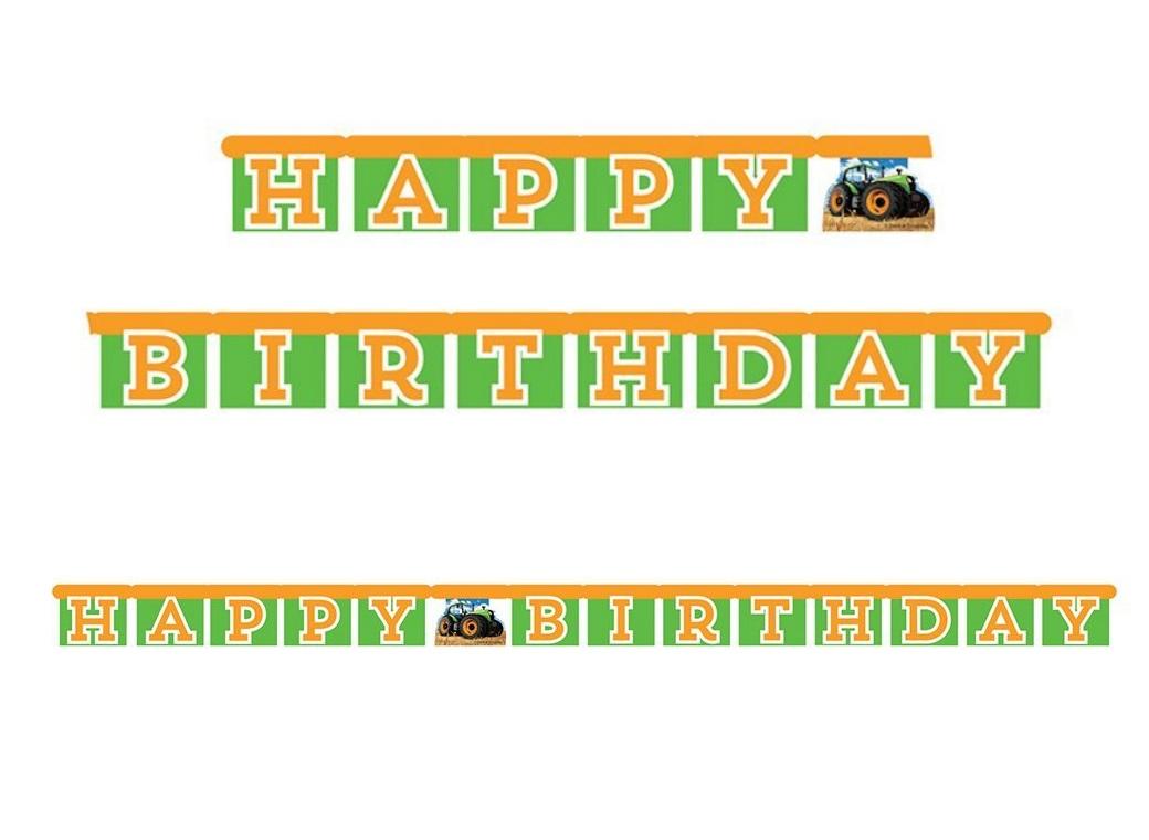 Tractor Time Happy Birthday Banner