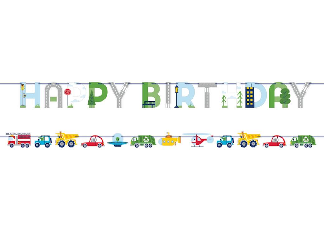 Transportation Time Happy Birthday Banner Set