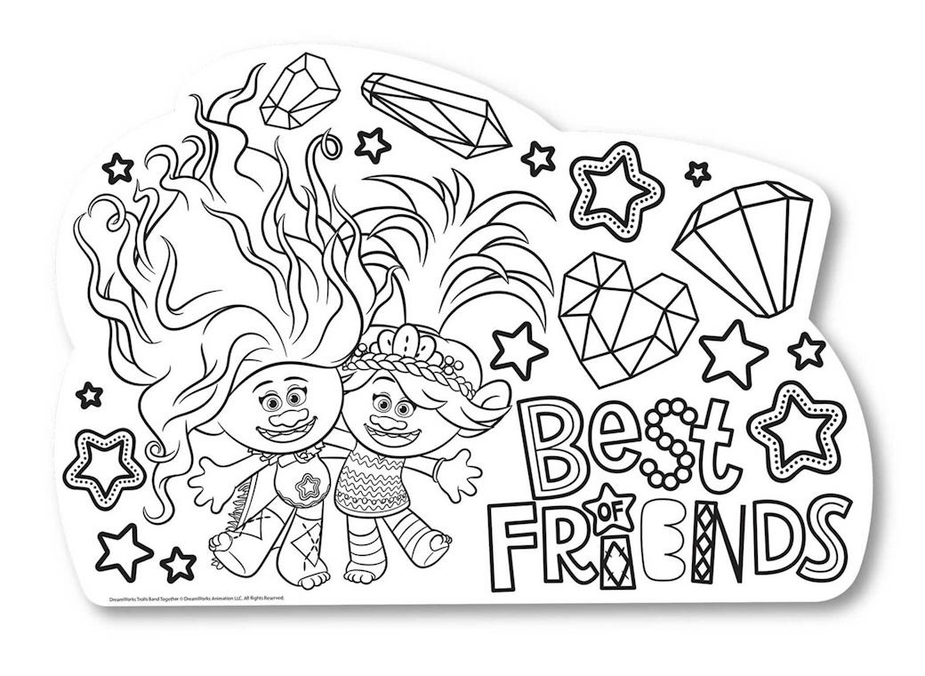 Trolls Band Together Colour-In Placemats 8pk