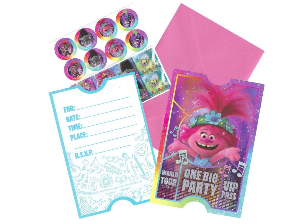 Trolls World Tour Invitations 8pk