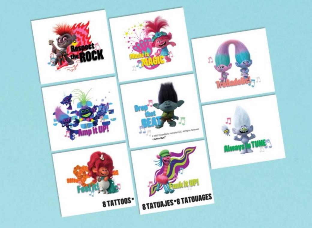 Trolls World Tour Metallic Tattoos