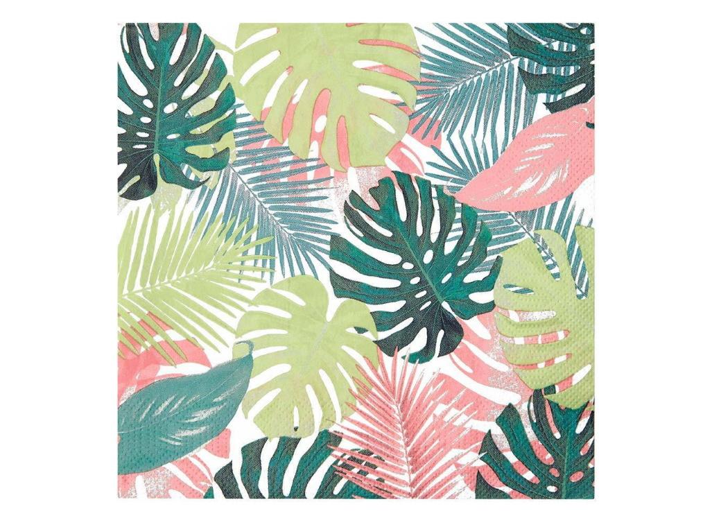 Tropical Fiesta Pastel Palm Leaf Napkins 20pk