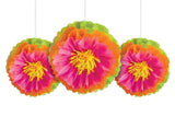 Tropical Flower Tissue Pom Poms 3pk