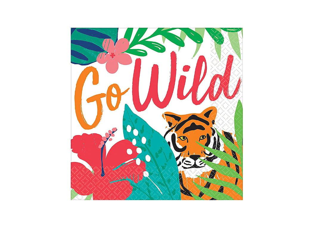 Tropical Jungle Go Wild Beverage Napkins 36pk