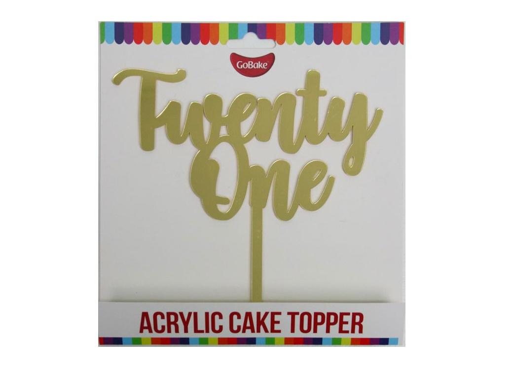 GoBake Twenty One Cake Topper - Gold