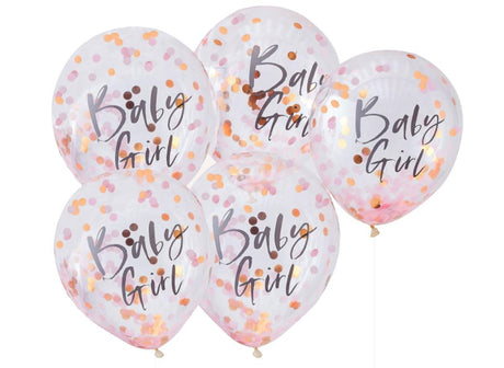 Twinkle Twinkle Baby Girl Confetti Balloons 5pk